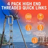 316 Stainless Steel Locking Chain Link, Threaded Quick Link Chain