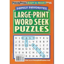 Penny Press Family Favorites Large Print Word Seek Puzzles February 2026