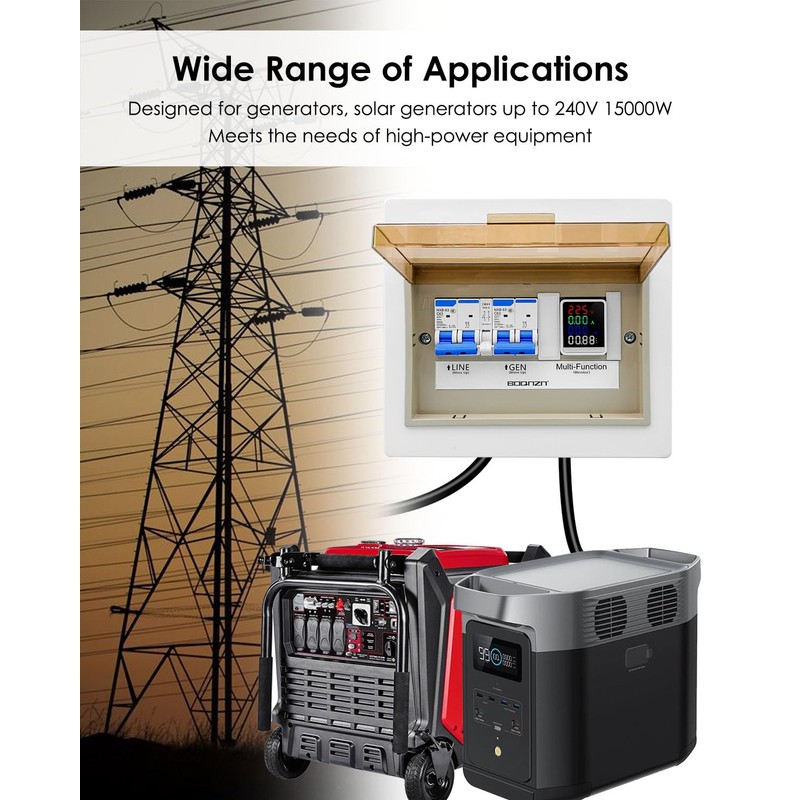 BOQNZN 240V 60A Generator Transfer Switch, Prewired Transfer Panel with