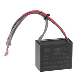 sourcing map Ceiling Fan Capacitor CBB61 1.5/3uF 250V AC 4 Wires Metal Polypropylene Film Capacitor 38 x 31 x 22 mm for Electric Fan Pump Motor Generator
