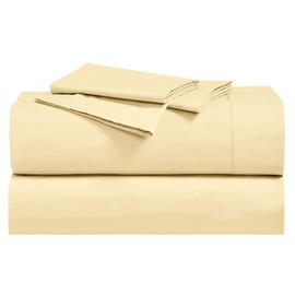 Royal Hotel Bedding Abripedic Crispy Percale Sheets, 300-Thread-Count, 4PC Solid Sheet Set, 100% Cotton, Up to 18 Inch Deep Pocket, Top Split California-King, Gold