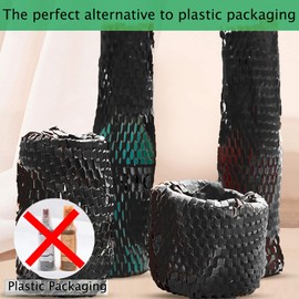 Honeycomb Packing Paper - Biodegradable Alternative to Bubble Wrap, 30cm x 30m Eco-Friendly Kraft Packing Paper for Moving, Shipping, and Packaging Breakables Black