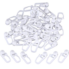 Rolling Curtain Clips White Plastic Curtain Hooks for Track Type Curtain, 50 Pack (Clips)