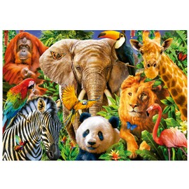 Educa - Wild Animal Collage - 500 Piece Jigsaw Puzzle - Puzzle Glue Included - Completed Image Measures 18.9" x 13.4" - Ages 14+ (19550)