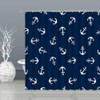 BSTDS Anchor Pattern Shower Curtain Nautical Theme Navy Blue White