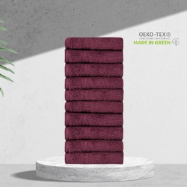 HOMELOVER 100% Organic Cotton Washcloths for Bathroom - Piece of 10 Washcloth, Luxury High Absorbent Face Cloth for Body and Face, Turkish Cotton Quick Drying Hand Towel for Kitchen, Plum Purple