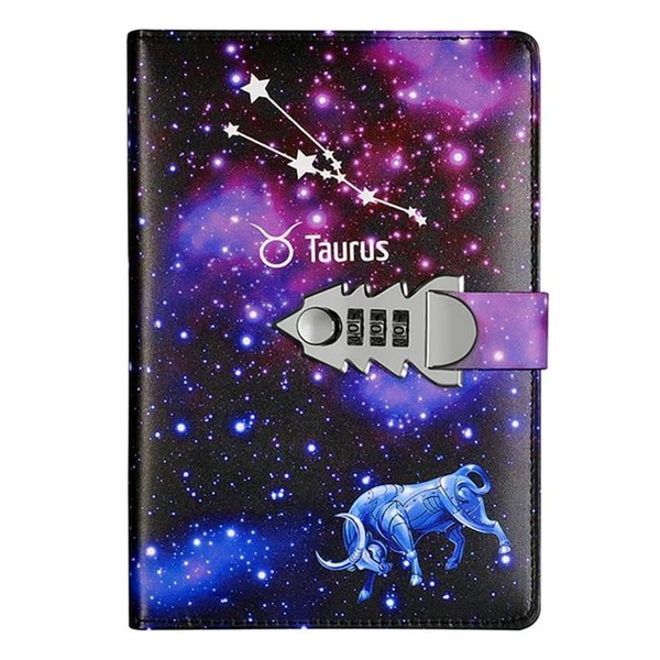 KAKSEY Constellation Journal Kit Leather Password Lock Notebook Secret Starry