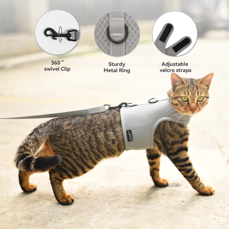 Cat Harness and Leash for Walking Escape Proof Breathable Mesh