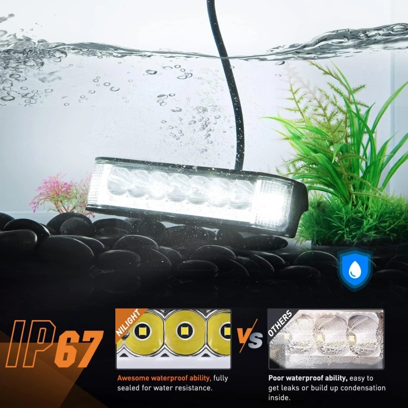 ‎Nilight Nilight Side Shooter LED Pods with DRL 6.5" 2089LM