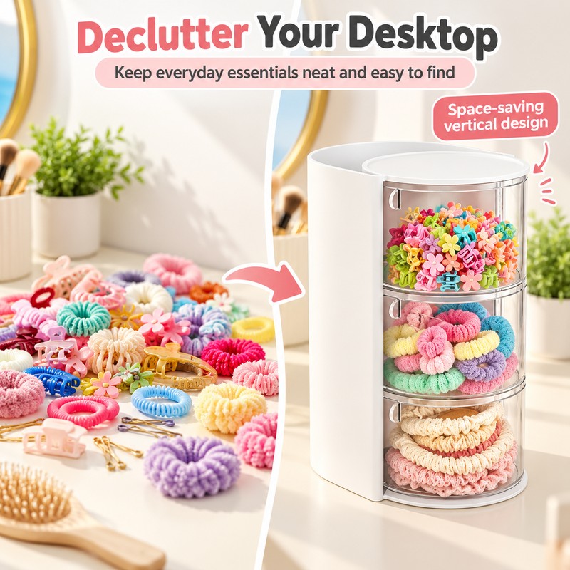 Hair Accessories Organizer for Vanity & Desktop – Multi-Compartment Storage