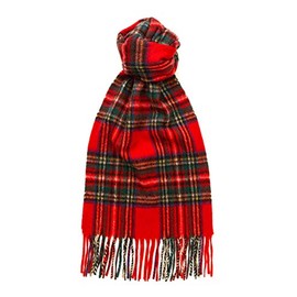 Glen Isla 100% Cashmere Scarf Tartan Royal Stewart Red - Made In Scotland