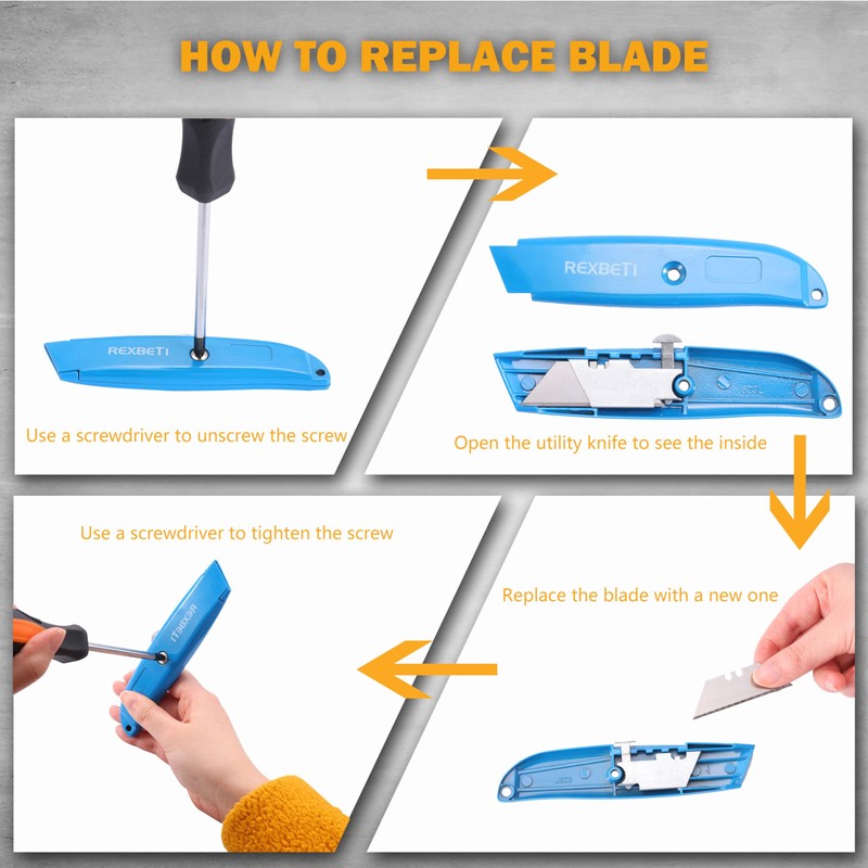REXBETI 2 Pack Utility Knife with Extra Blades, 2 Color