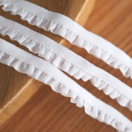 sempiterno Extra Narrow Ruffle Lace, Elastic Lace, Length 32.8 ft (10 m), Width 2.4 inches (6 mm), DIY Auxiliary Material, Birthday, Christmas, Gift, Decorative Material, Sewing Material, Doll