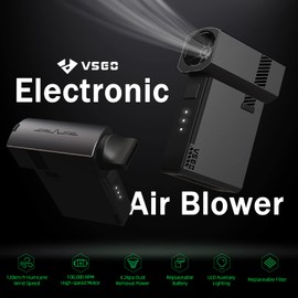 VSGO Military Industrial Style Electric Air Blower, Compressed Air Duster with Nozzle Extended Kit, 120Km/H Wind Speed, for Camera, PC, Keyboard Cleaning and Outdoor Inflatable Mattress, Sofa etc