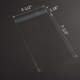 FgfAk 100 Pcs 5-1/2'' X 7-1/2'' Clear Resealable Cello/Cellophane Treat Bags Good for Pastry,Bakery,Cookie, Candy and Dessert - Fits 5X7 Prints, Photos,A6 A7 Cards w/Envelope