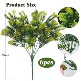 RECUTMS Artificial Pine Branches 6 Pack Faux Cedar Greenery Plants Spring Pine Stems Plastic Twigs Picks for DIY Garland Wreath Accessories Holiday Home Garden Decorations(Green)