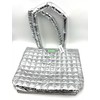 New! Clinique Makeup Shopping Shoulder Tote Bag~ Silver Strip