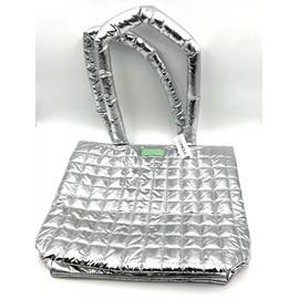 New! Clinique Makeup Shopping Shoulder Tote Bag~ Silver Strip