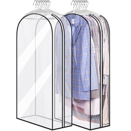 TOCOZOC Bolsas de Ropa de 50 Pulgadas para Colgar Ropa, Bolsas de Ropa Colgante, Bolsas Transparentes para Almacenamiento de Abrigos, Protector Ropa para Traje, Abrigos, Vestidos, Chaquetas (2pcs)