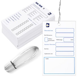 Pack of 100 Oil Change Tags, Oil Signs with Wire Oil Change Notes, Oil Service Pendants, Oil Change Signs Inspection Label, Oil Change Cards, Oil Notes Inspection Tag, Car 6 x 10 cm