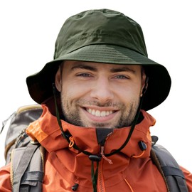 Comhats Large Bucket Hats for Men Womens Waterproof Rain Hat for Walking Golf Ladies UPF 50+ Sun Hat Packable Windproof Chin Strap Adjustable Green XL