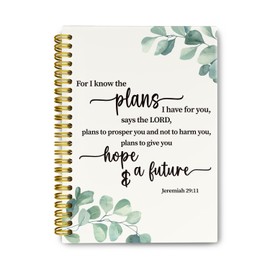 THDSE Christian Positive Bible Notebook, Christian Bible Eucalyptus Spiral Notebook, Church Prayer Notebook Jeremiah 29 11, Bible Hardcover Notebook College Ruled 5.5 x 8.3