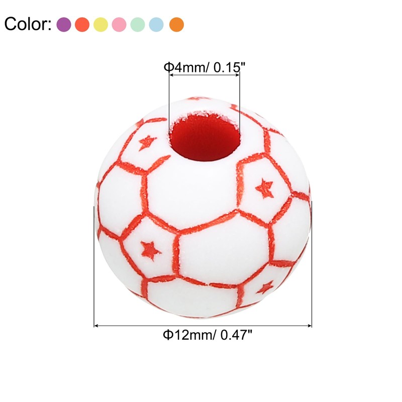 PATIKIL 12mm Sportball Perlen, 60er Packung Undurchsichtige Acryl Sportball Perlen