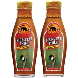 Bird’s Eye Chilli Sauce by African Dream Foods | All-Natural, Vegan, Gluten-Free, Preservative-Free, Artisanal Hot Sauce | 5 fl oz bottle, 2-Pack