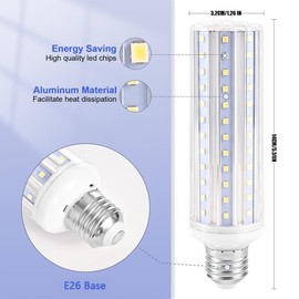E26 LED Corn Light Bulbs,15W Cool White 6000K, Equivalent to 150W E26 Halogen Bulbs,AC 85-265V, 360° Beam Angle,Edison Screw SES LED Corn Lamp, Not Dimmable, Pack of 2