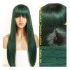 Fugady Peluca Verde Ombre Fugady Con Flequillo Pelucas Rectas Larga