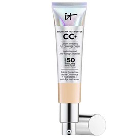 IT Cosmetics Full Coverage Foundation with SPF 50 Protection, Enriched with Hyaluronic Acid & Vitamin E, Your Skin But Better CC+ Cream, Shade: Medium, 32ml