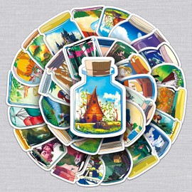 50 Pcs Bottle World Stickers for Kids Teens Adults Boys Girls,Stickers Pack for Laptop,Skateboard,Luggage,Car,Bike,Cup,Computer,Water Bottle Decor,Bottle World Vinyl Waterproof Sticker Decals