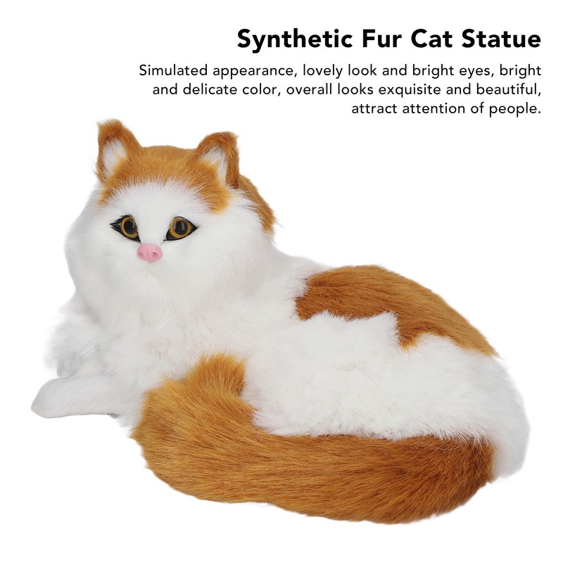 Simulation Furry Cat Figurine Home Cute Funny Synthetic Fur Cat