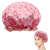 Shower Cap for Women, Elastic Band Waterproof Plastic Shower Cap,