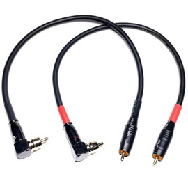 CESS-167-1f RCA Right Angle to Straight Type Male to Male Preamp Jumpers Patch Cable, 2 Pack (1 Foot)