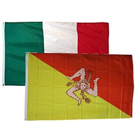 AES 12x18 12"x18" Wholesale Combo Italy Italian & Sicily Flag Grommets Fade Resistant Double Stitched Premium Quality