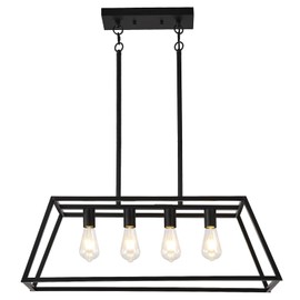 HQZBPTPendant Lighting for Kitchen Island Linear Hanging Light Fixture Matte Black 4-Light Industrial Pendant Lighting for Kitchen Island