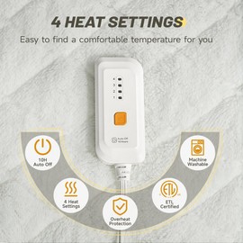Heated Mattress Pad Twin Size with 4 Heat Settings& 10 Hour Auto Off-Bed Warmer Electric Mattress Cover 39’’x75’’,Fit Up to 15 Inch,ETL Certified,Machine Washable