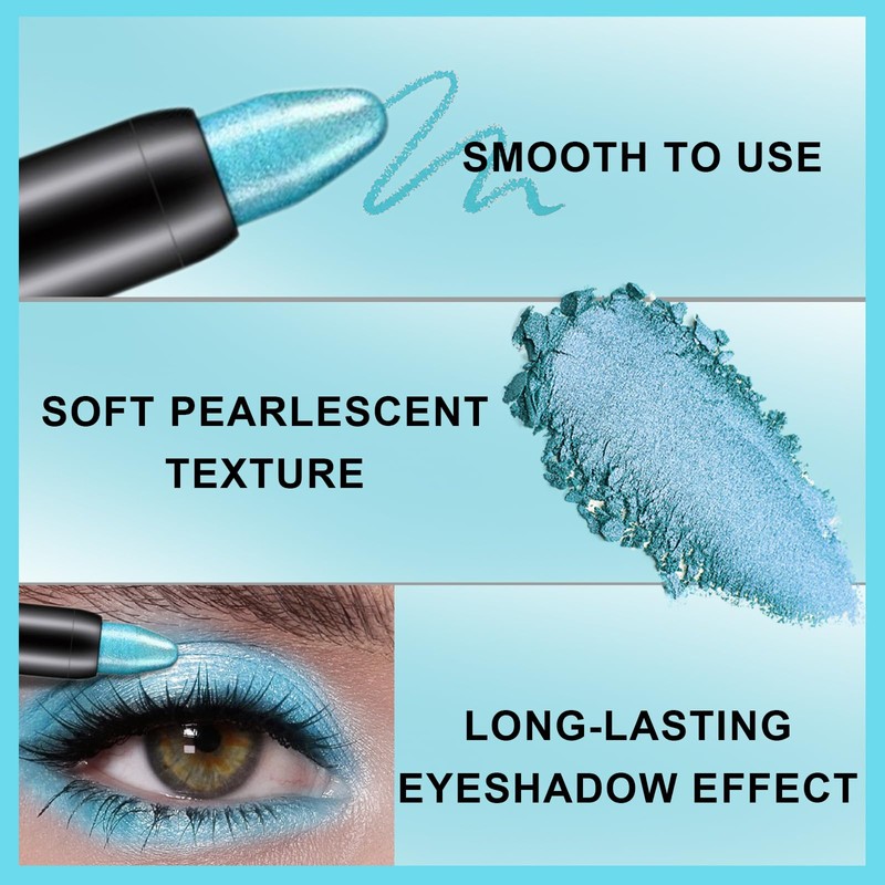 Jutqut Eyeshadow Pen Blue, Shimmer Eyeshadow Eyeliner Stick, Crayon Pearlescent