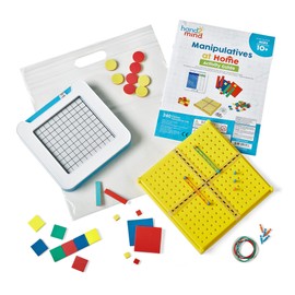 hand2mind Take Home Math Manipulatives Kit for Kids Grade 6-8, with Algebra Tiles, Build-A-Grid, Two Color Counters, Color Tiles and Coordinate Pegboared (Single Kit)