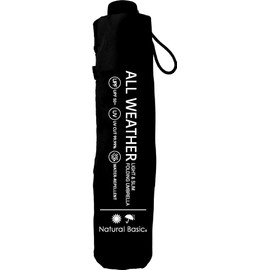 Nakatani Natural Basic Folding Umbrella, UV All-Weather Black [944-002], Hand Open, Rib Size: 21.7 inches (55 cm), Black Coating, Windproof