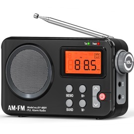 Goodes Portable Radio AM FM with Best Reception, Transistor Radio with Loud Speaker, Battery Powered or DC USB, Clear Dial, Digital Time Display, Headphone Jack,Perfect for Home/Outdoor/Emergency Use