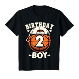 Kids 2nd Birthday Boy 2 Year Old Basketball Theme Decorations Boy T-Shirt