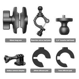 HLEESH Motorcycle Bike Handlebar Mount for GoPro Hero Cameras, 360° Rotation Bicycle Mount Clamp Bracket with 1/4” Thread Adapter for DJI Action Cameras