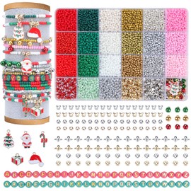 WLIAGYE Clay Beads Set DIY Beads for Bracelets, Polymer Clay Beads Set with Letter Beads for Threading, Gift Idea for Christmas, Holidays, Birthdays, Rewards