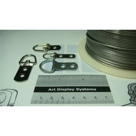 ART DISPLAY SYSTEMS DURACOAT SILVER STAINLESS STEEL # 4 PLASTIC COATED 850 FT SPOOL 25 LBS + SAMPLES