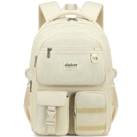 abshoo Large Heavy Duty Girls Backpack For School College Bookbag Casual Multi Pocket Travel Backpacks for Women (Beige)