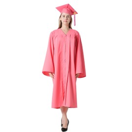 GraduationMall Graduation Talar Graduation Hat and Tassel 2025 for College and Bachelor Academic Talar with Hat 12 Colours, pink