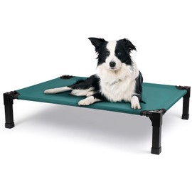 Cooling Elevated Dog Bed, Raised Dog Bed with Washable Breathable Mesh and Metal Frame, Portable Dog Cot Bed with No-Slip Feet for Outdoor and Indoor Use