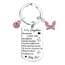 To My Daughter Keychain Gifts Sweet 16 Gifts for Daughter Gift for Daughter from Mum Dad Christmas Birthday Gifts for Daughter